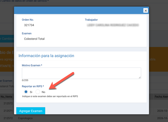 261023 ventas rips agregar examen